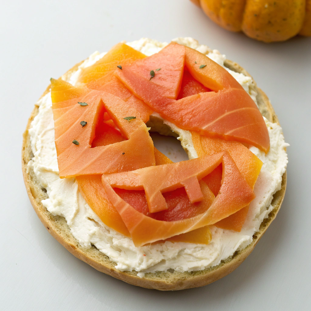 ack-o--lantern-bagels-with-cream-cheese---smoked-s