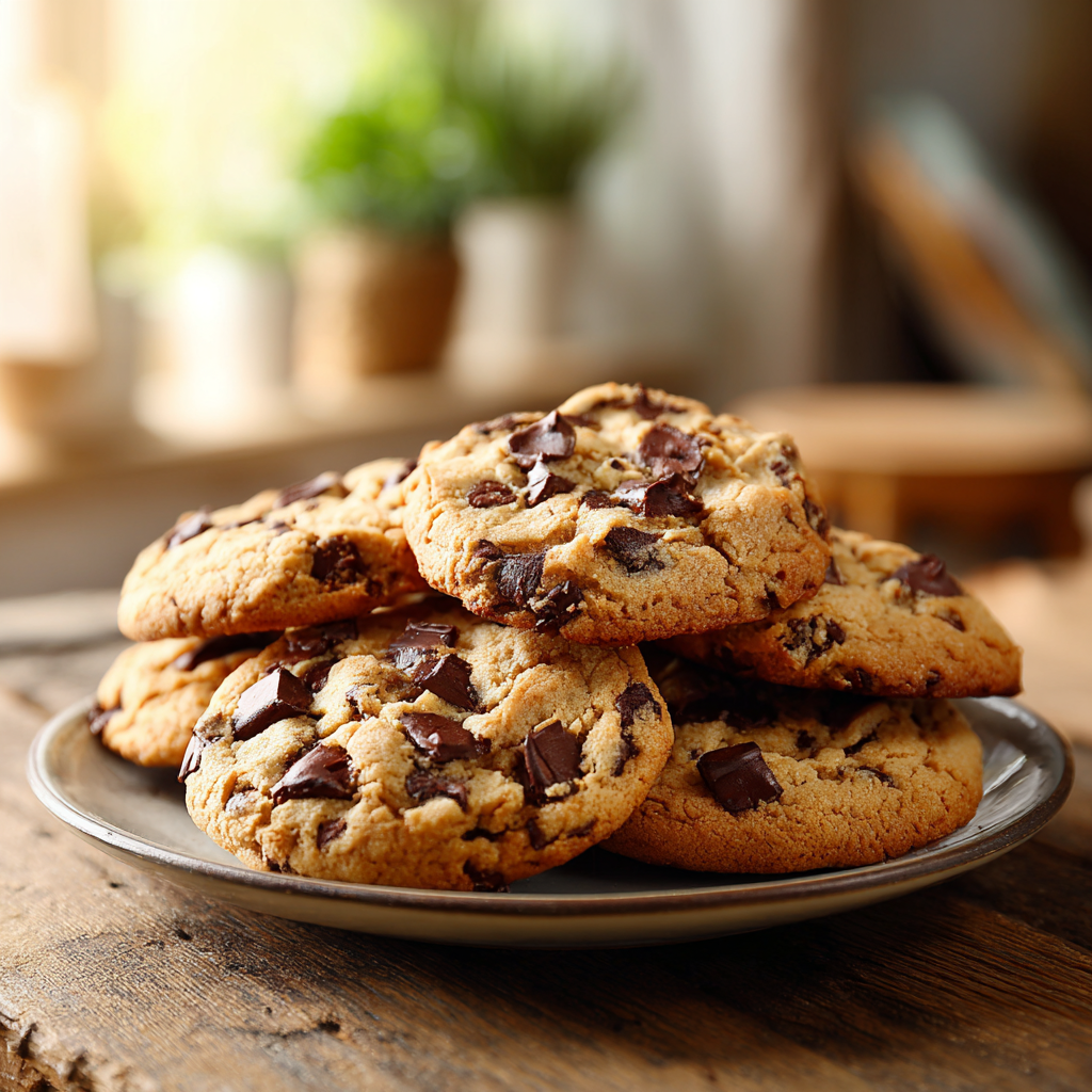 chocolate chip cookies homemade cookies plate