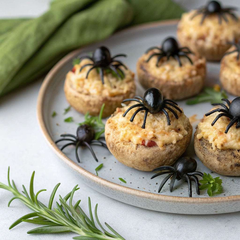 stuffed-mushrooms-with-halloween-garnish---parmesa