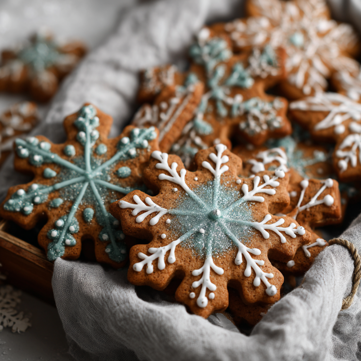 Iced_Gingerbread_Snowflake_Cookies_Festive_