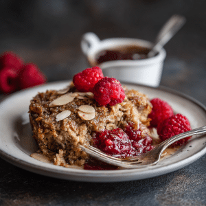 Raspberry Almond Oatmeal Bake