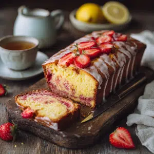Lemon Strawberry Marble Cake