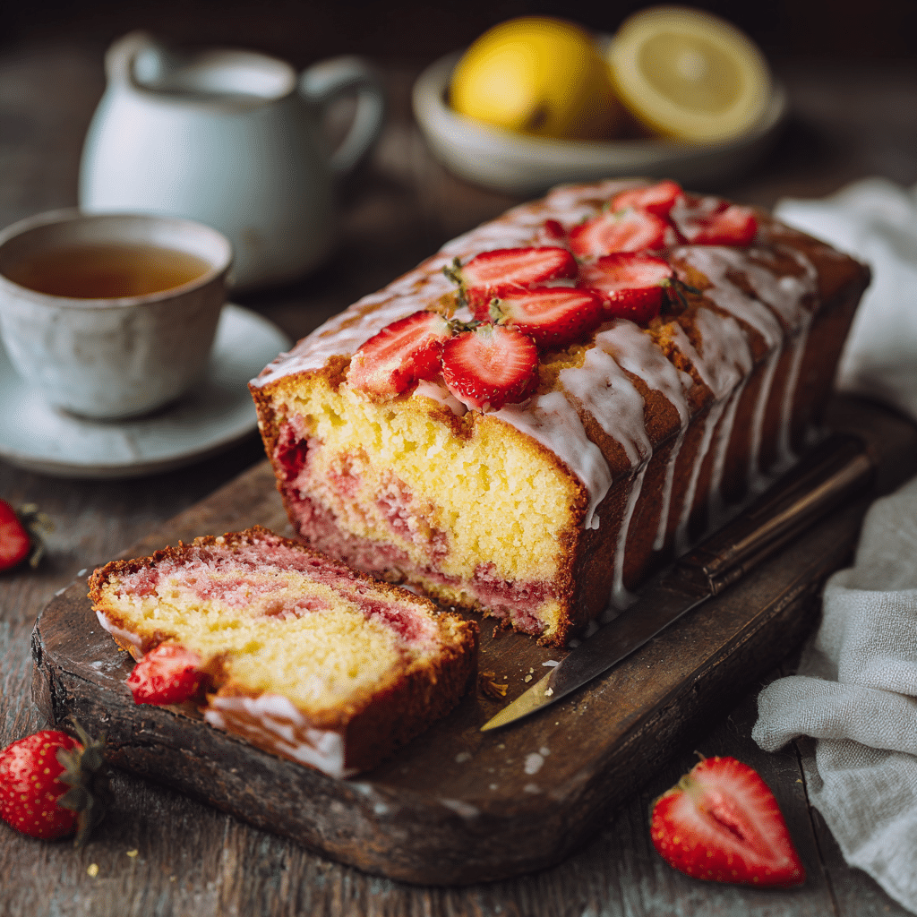 Lemon Strawberry Marble Cake