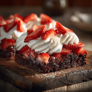 Strawberry Brownie Sheet Cake