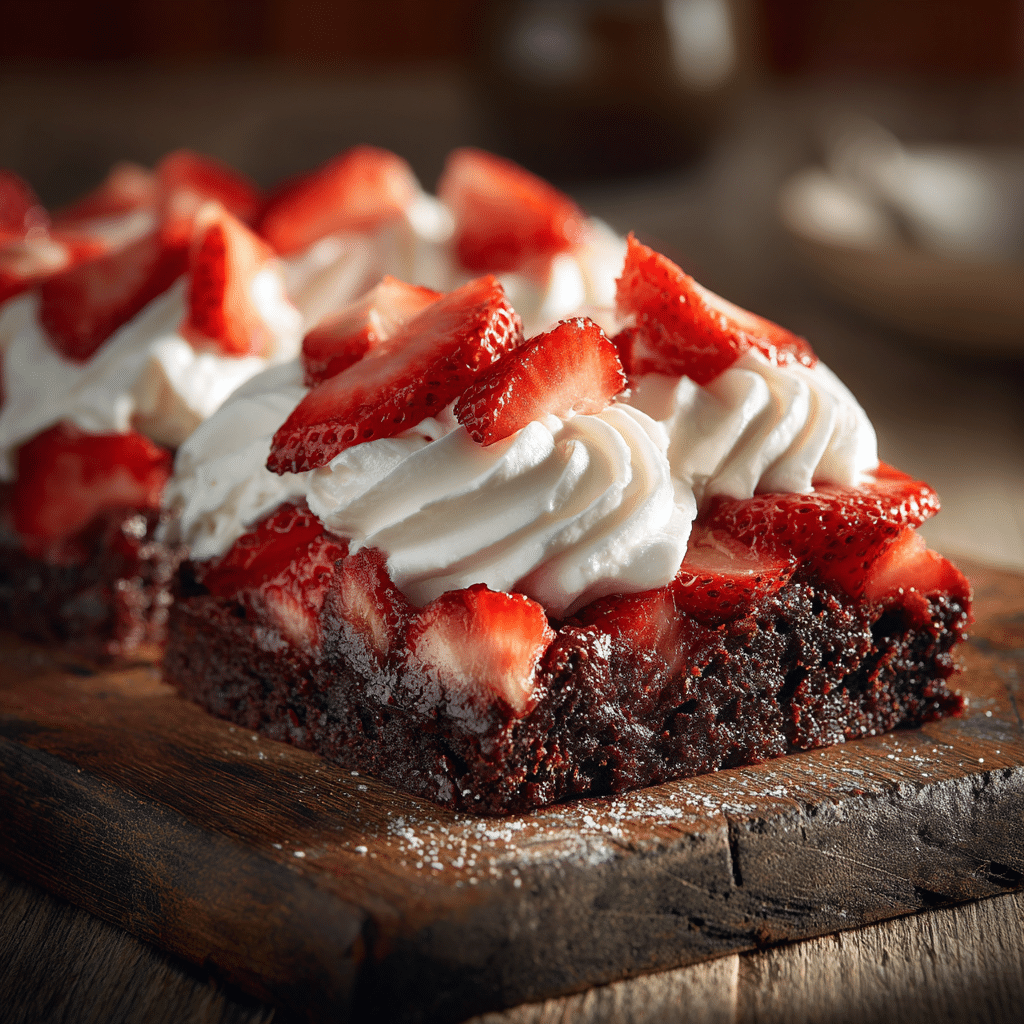 Strawberry Brownie Sheet Cake