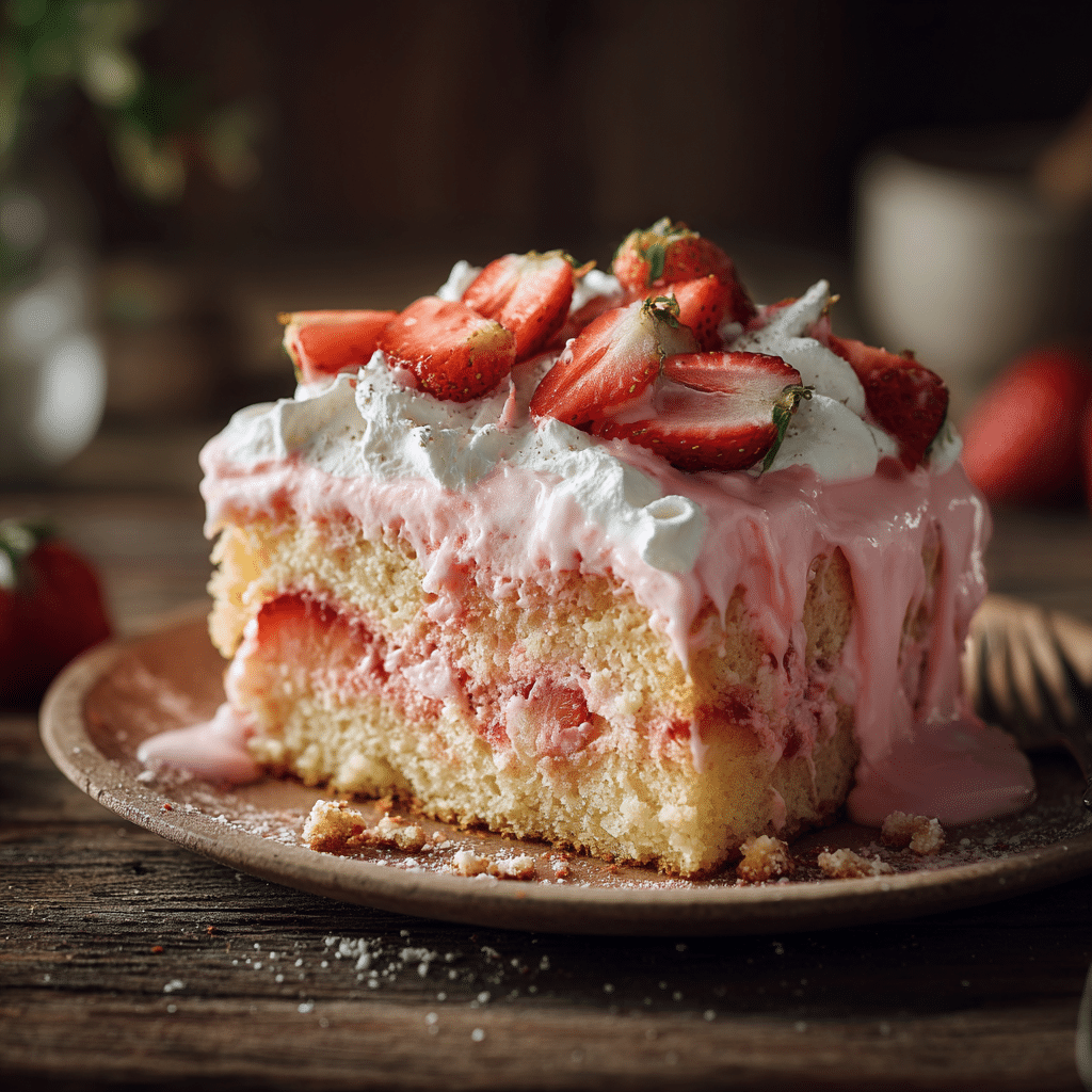 Strawberry Milk Poke Cake