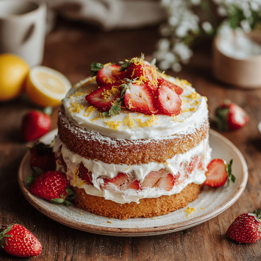 Strawberry Lemon Mascarpone Cake