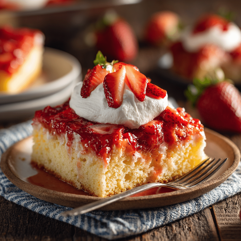 Strawberry Shortcake Poke Sheet Cake