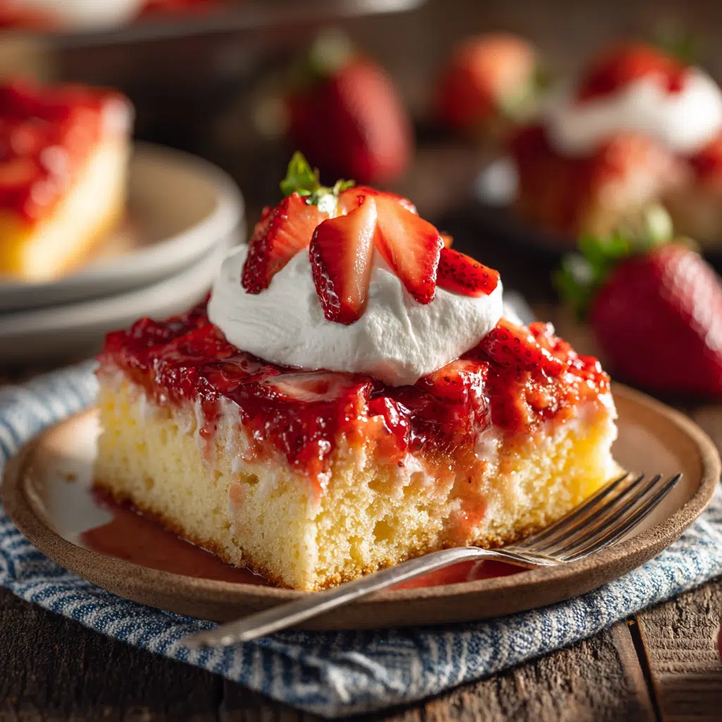 Strawberry Shortcake Poke Sheet Cake