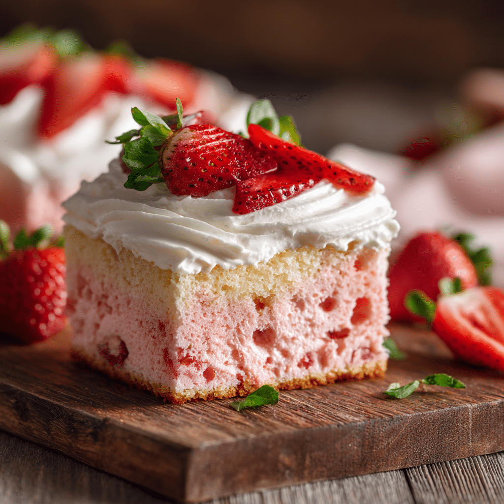 Strawberry Cream Cheese Poke Cake