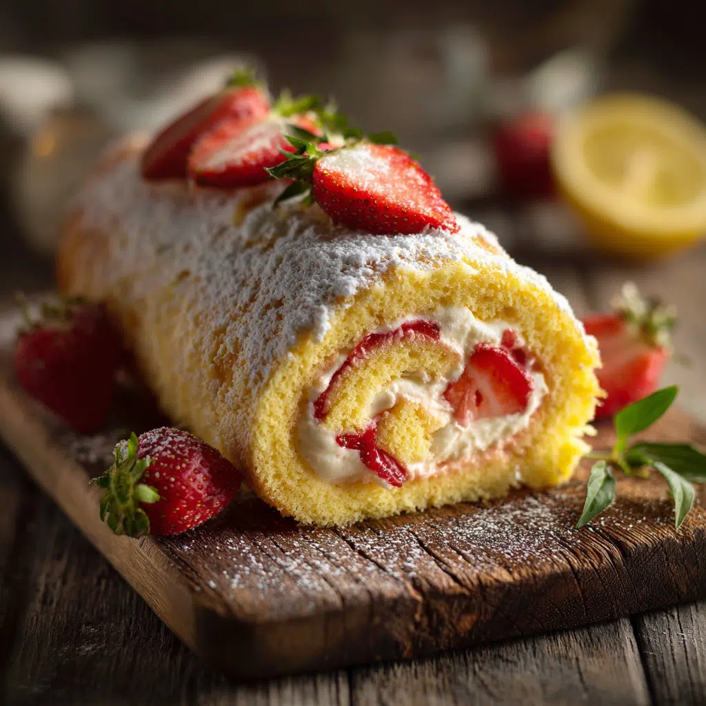 Strawberry Lemon Swiss Roll Cake
