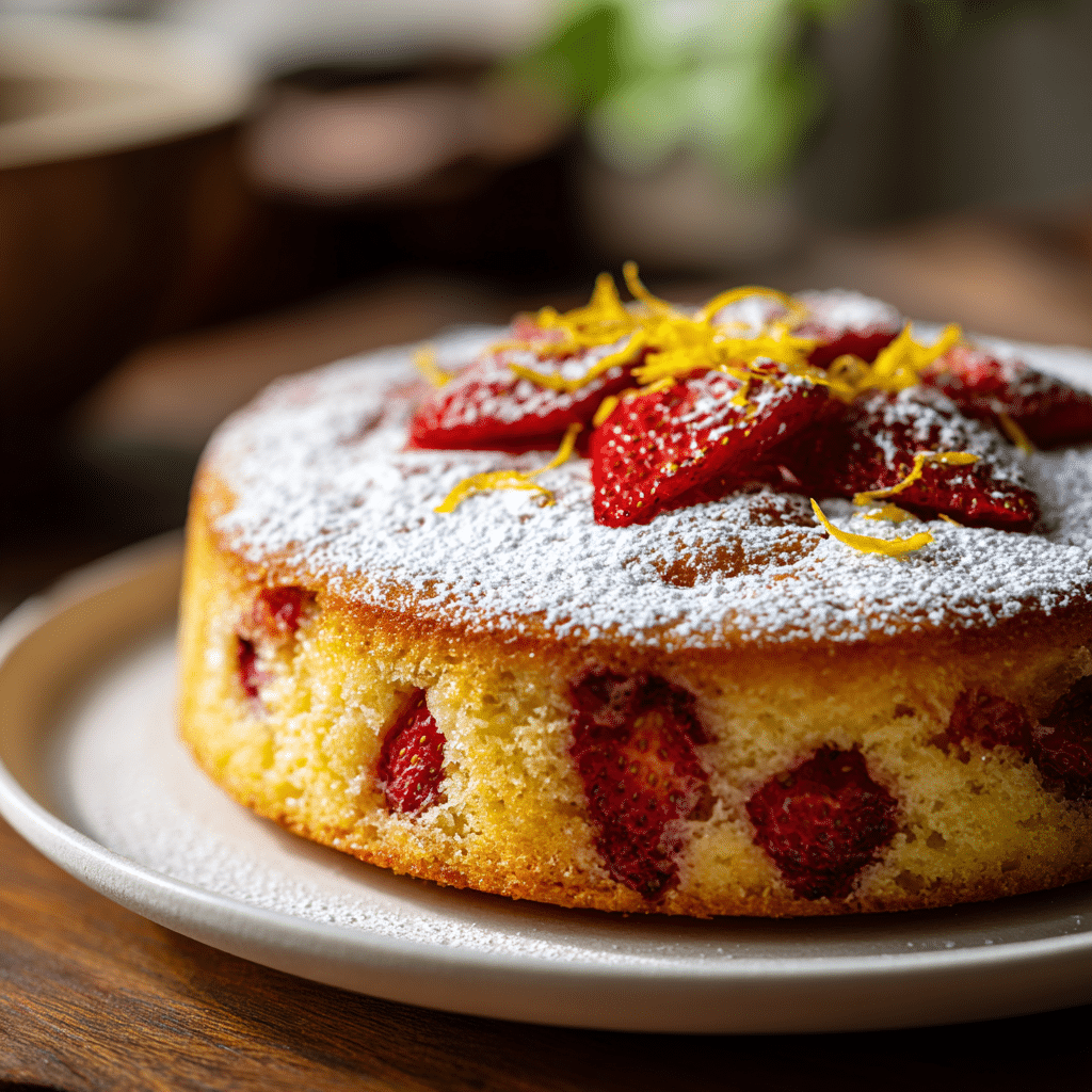 Strawberry Lemon Olive Oil Cake