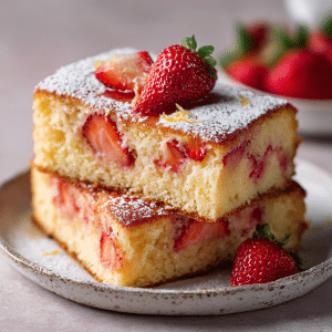 Lemon Strawberry Marble Cake