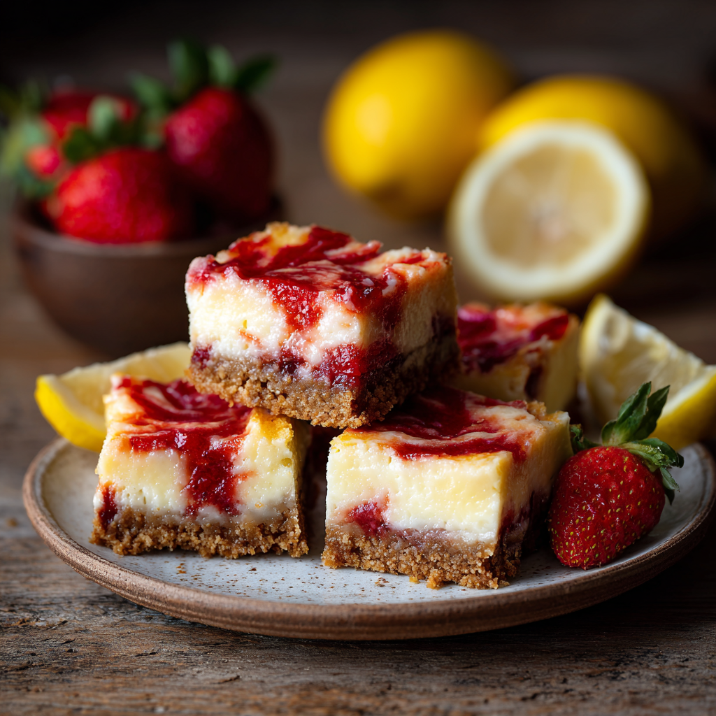 Strawberry Lemon Cheesecake Bars