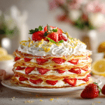 Strawberry Lemon Layered Crepe Cake