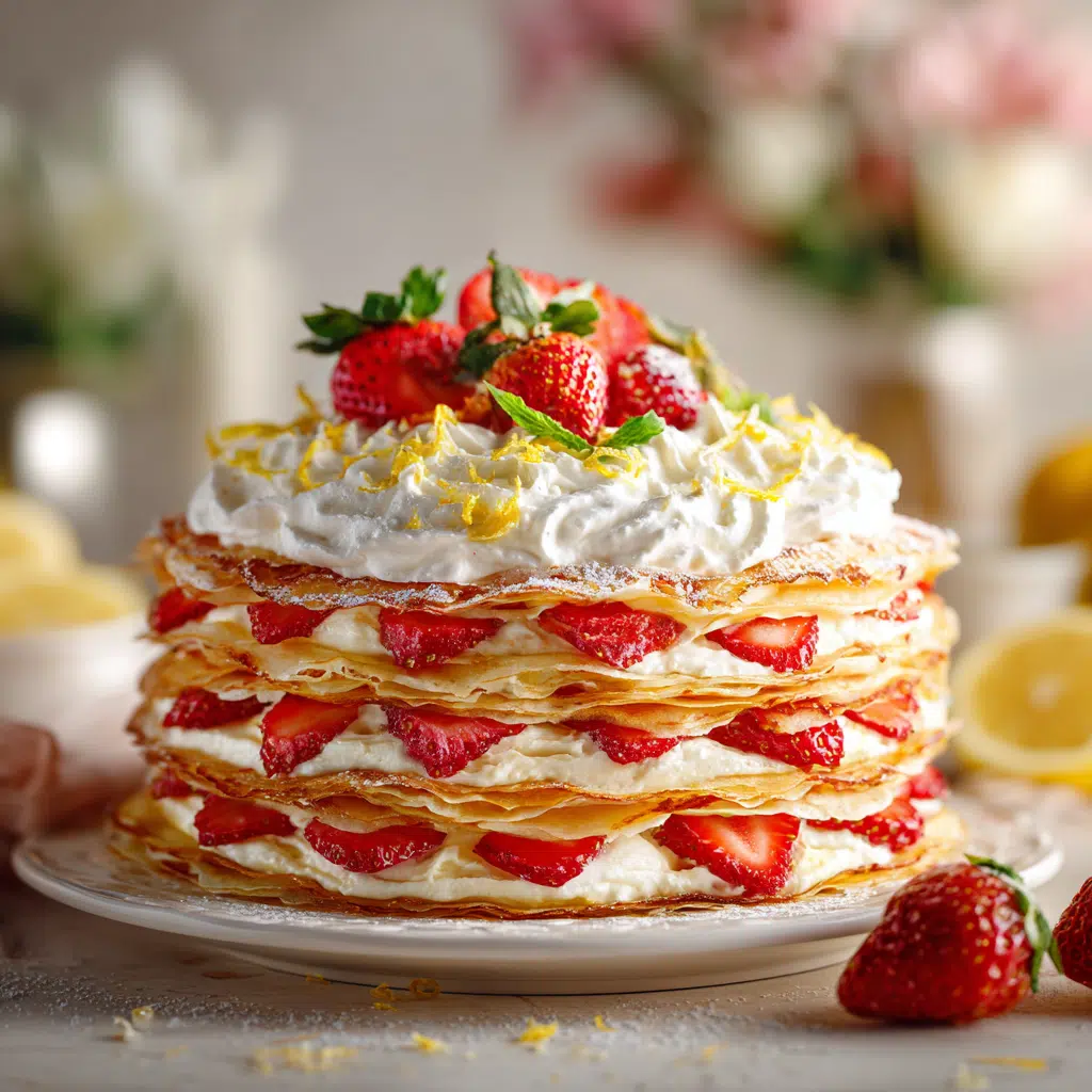 Strawberry Lemon Layered Crepe Cake