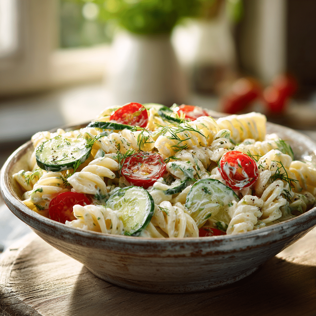 Creamy Cucumber Pasta Salad