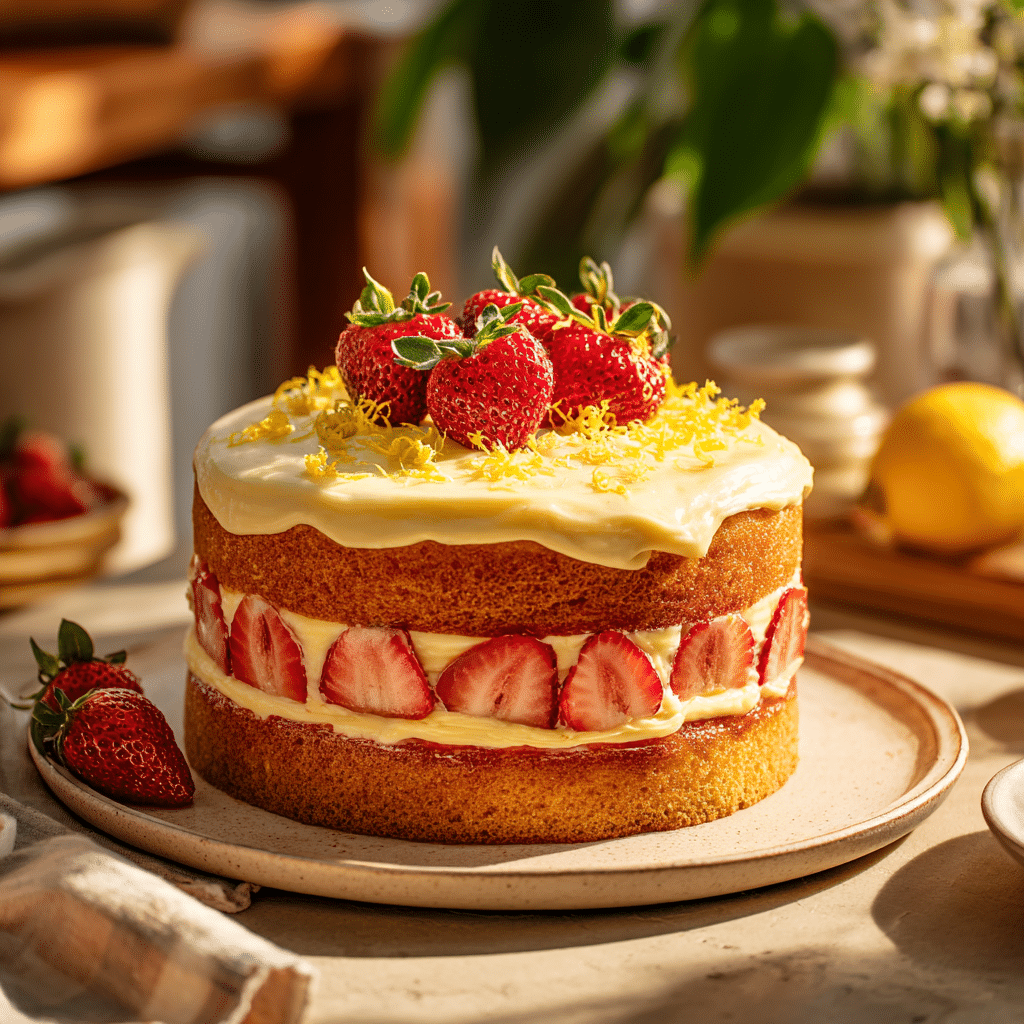 Classic Strawberry Lemon Layer Cake