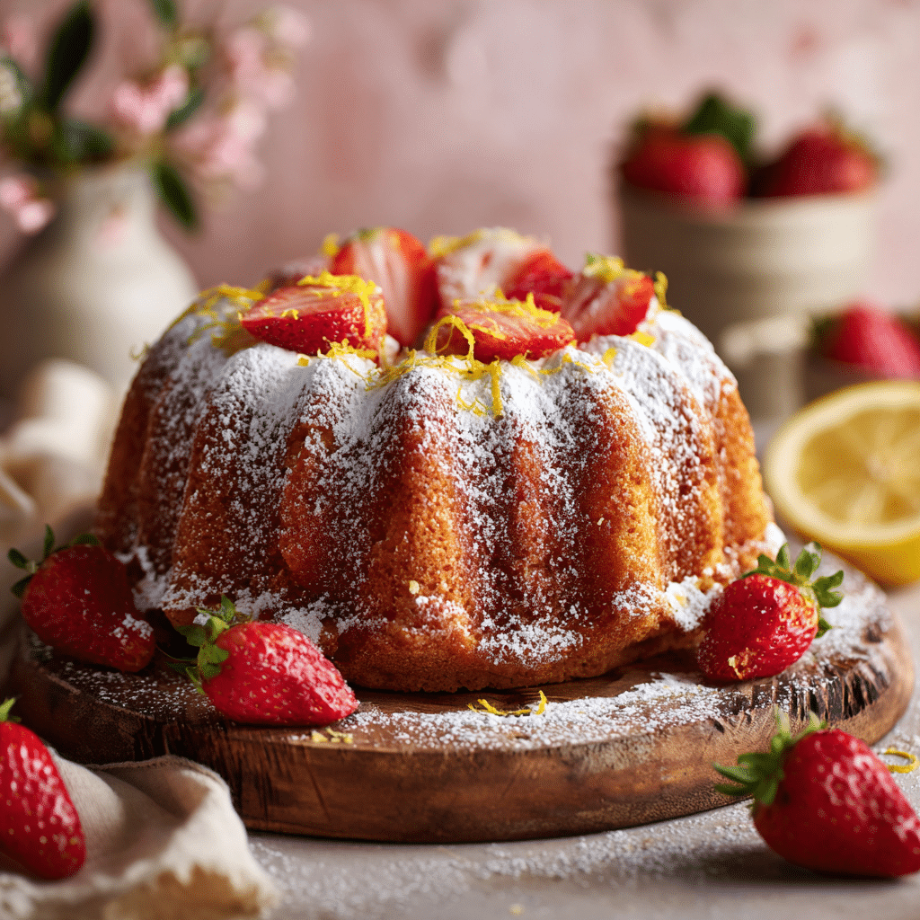 Fresh Strawberry Lemon Bundt Cake