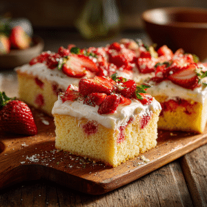 Homemade Strawberry Lemon Sheet Cake
