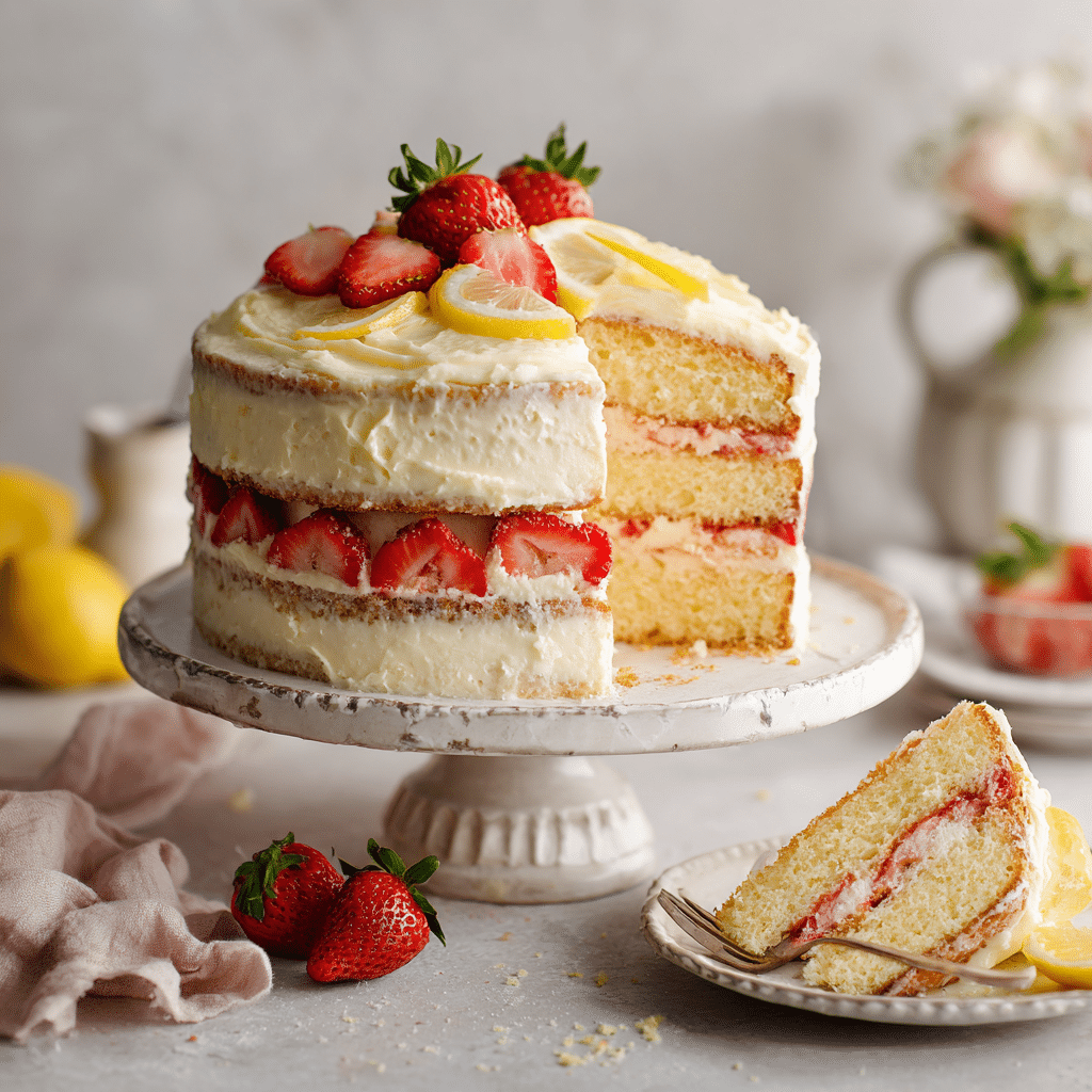 Strawberry Lemon Shortcake Layer Cake