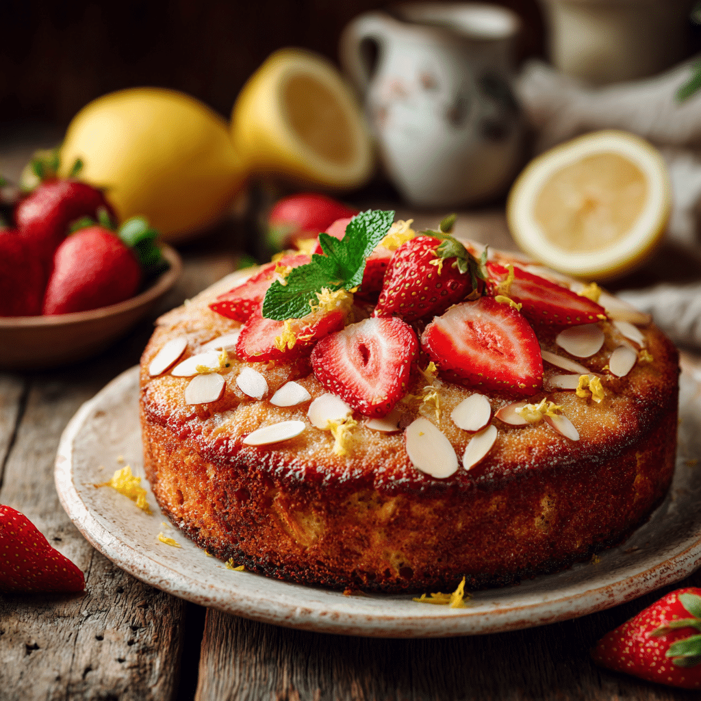 Strawberry Lemon Almond Cake