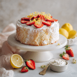 Strawberry Lemon Angel Food Cake