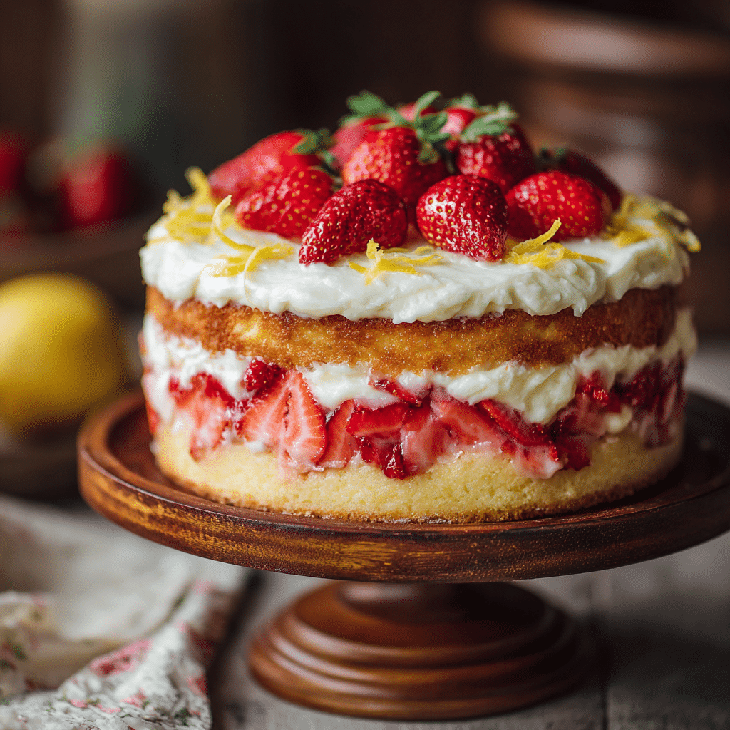 Strawberry Lemon Cream Cheese Cake