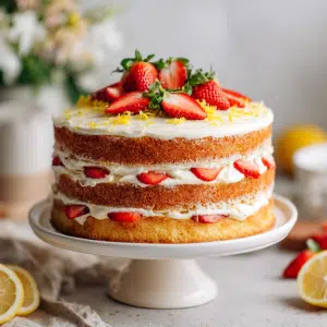Strawberry Lemon Naked Cake