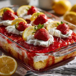 Strawberry Lemon Poke Cake