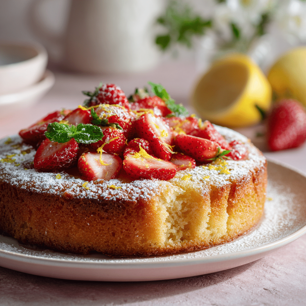 Strawberry Lemon Ricotta Cake