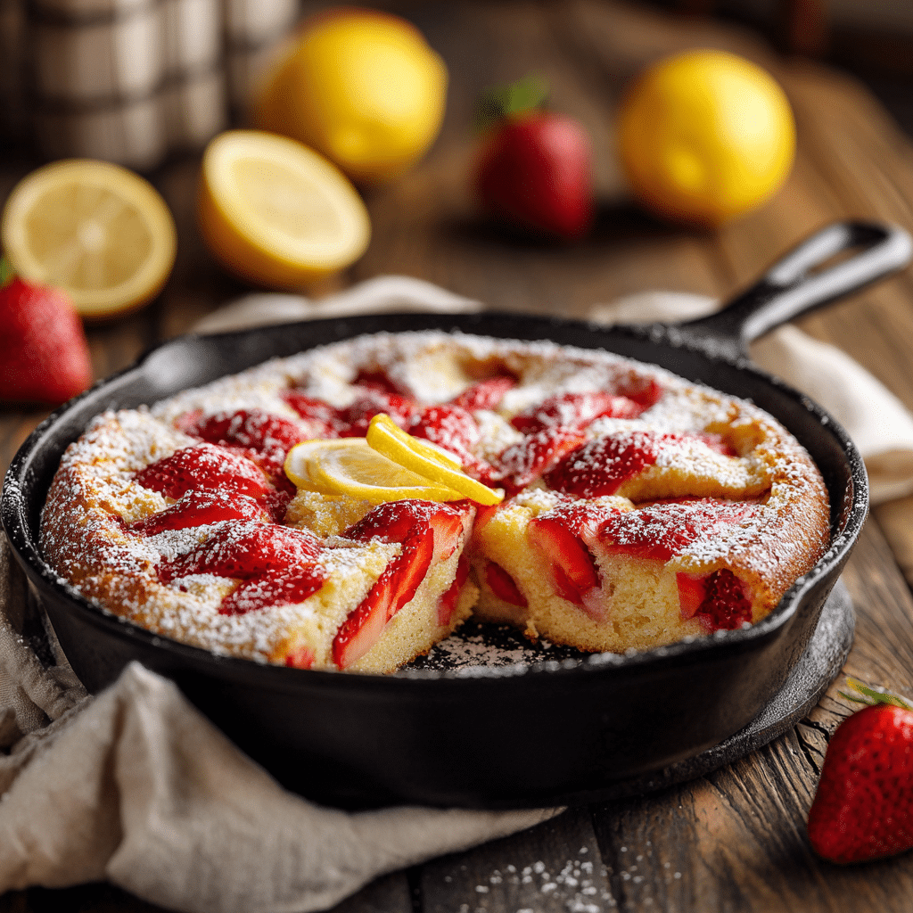 Strawberry Lemon Skillet Cake