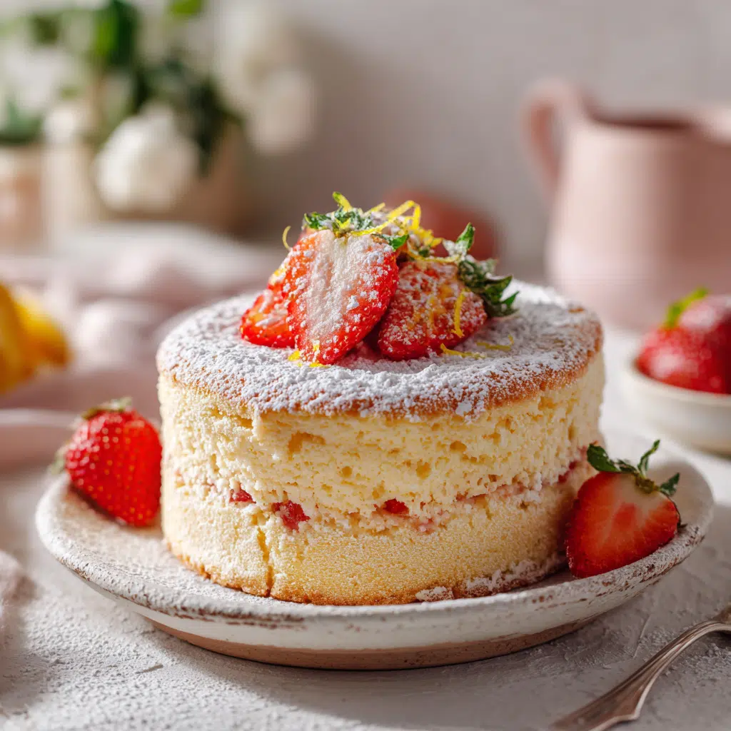 Strawberry Lemon Soufflé Cake