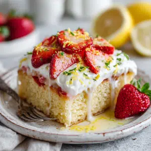 Strawberry Lemon Tres Leches Cake