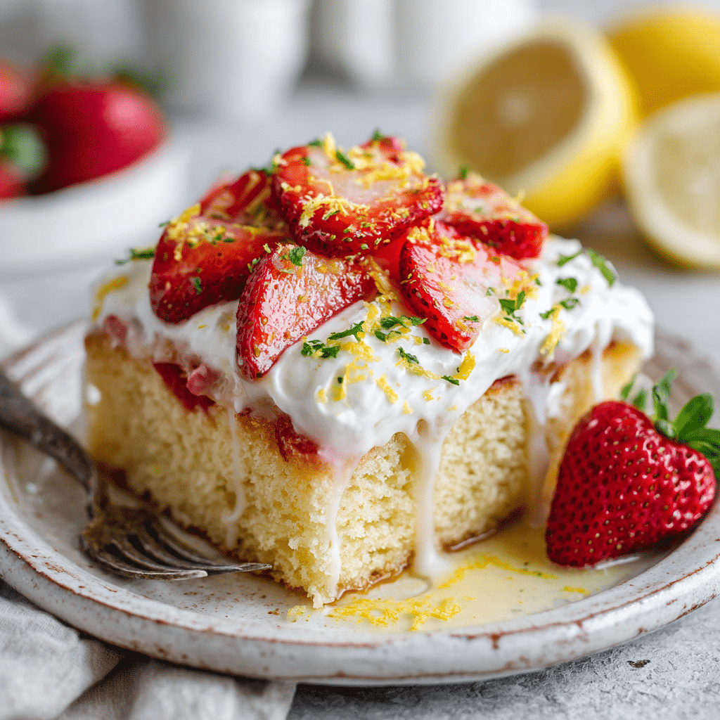 Strawberry Lemon Tres Leches Cake