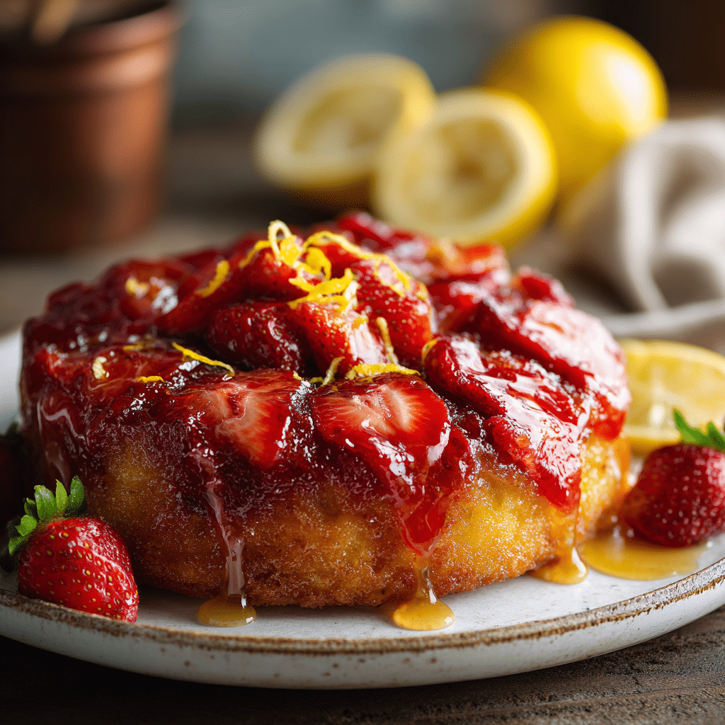 Strawberry Lemon Upside-Down Cake