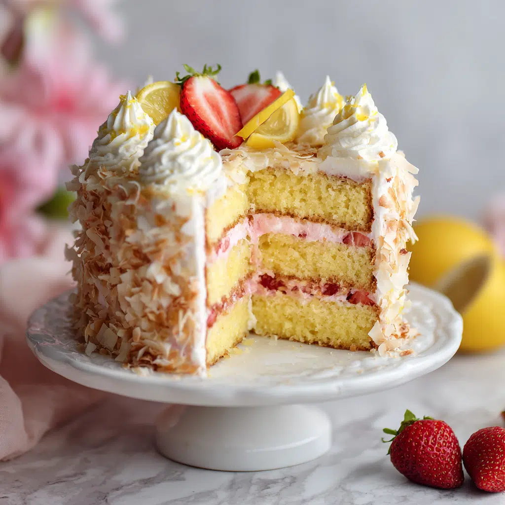 Strawberry Lemon Coconut Cake