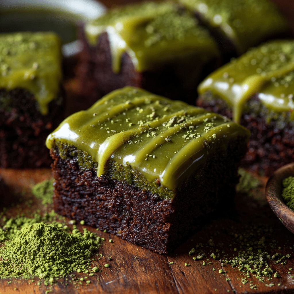 Matcha Brownies with Matcha Ganache