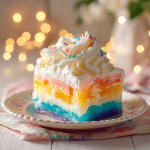 Rainbow Jello Poke Cake Bursting