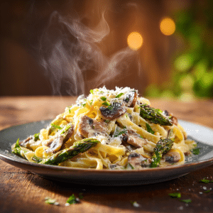 Homemade Asparagus Mushroom Pasta