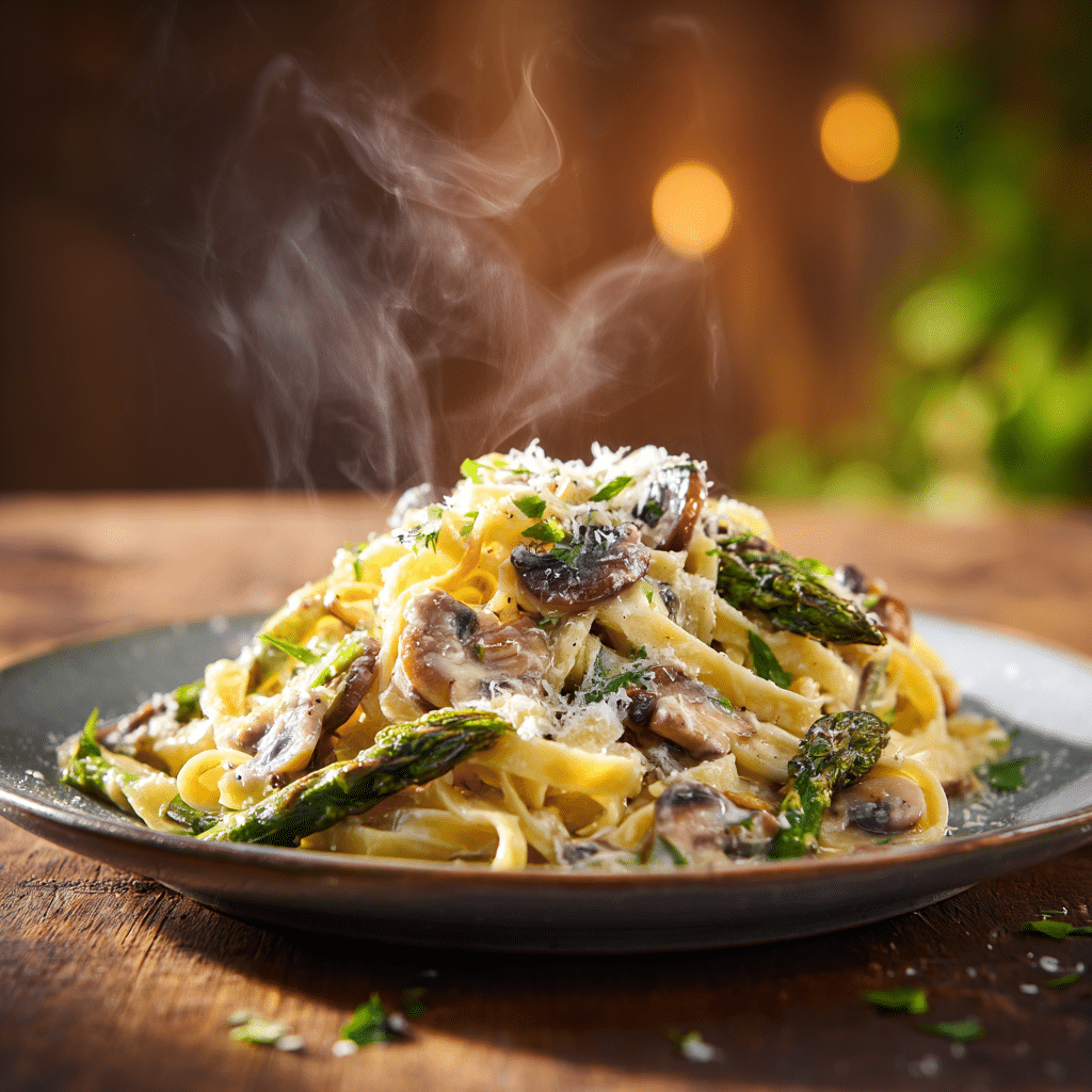 Homemade Asparagus Mushroom Pasta