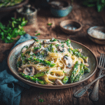 Vegetarian Asparagus Mushroom Pasta