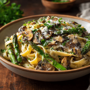 Parmesan Asparagus Mushroom Pasta