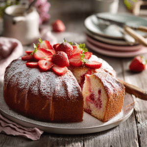 Fresh Strawberry Yogurt Cake