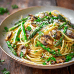 Simple Asparagus Mushroom Pasta