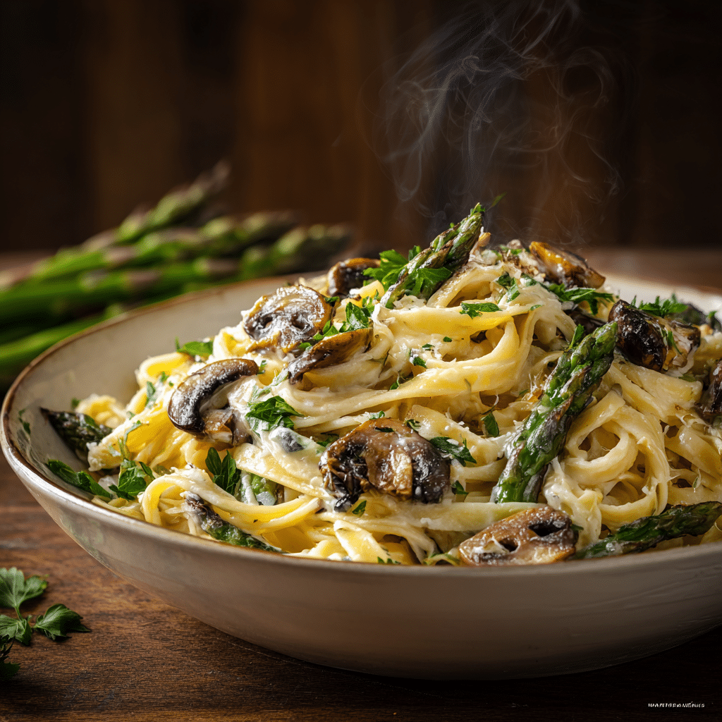 Garlic Asparagus Mushroom Pasta