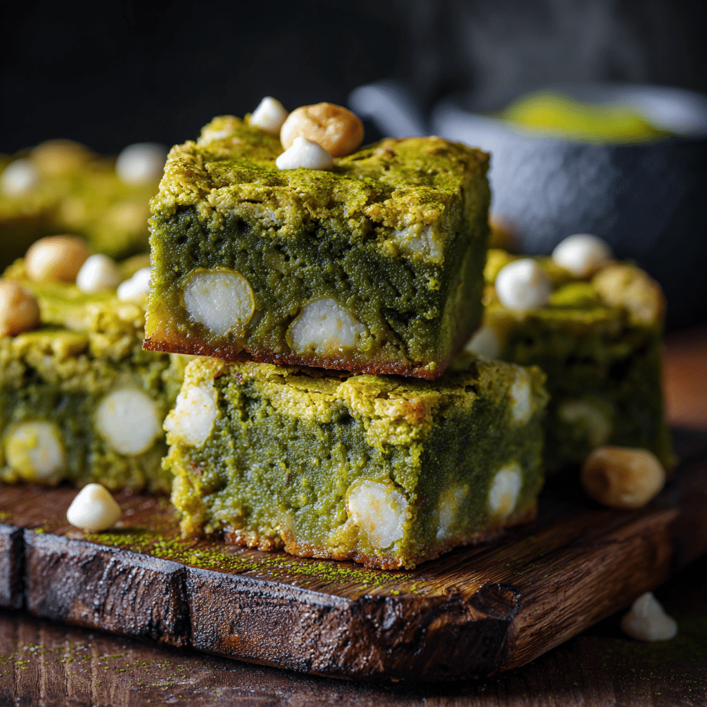 Matcha Brownies with Macadamia Nuts