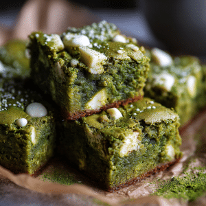 Matcha White Chocolate Mochi Brownies