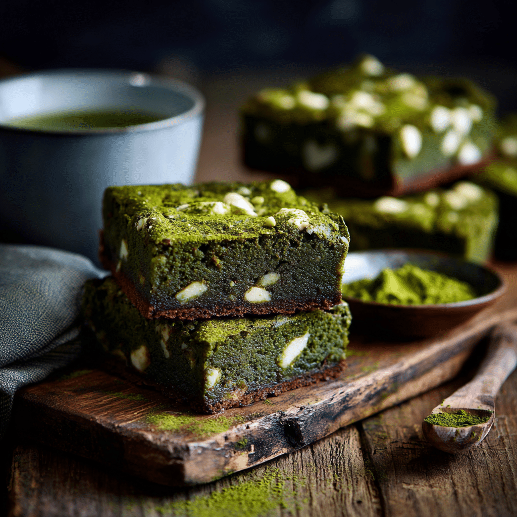 Homemade Japanese Matcha Brownies