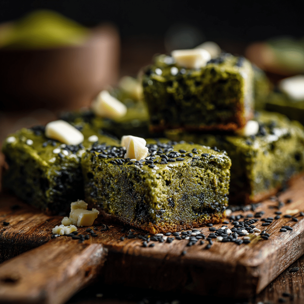 Matcha Mochi Brownies with Black Sesame